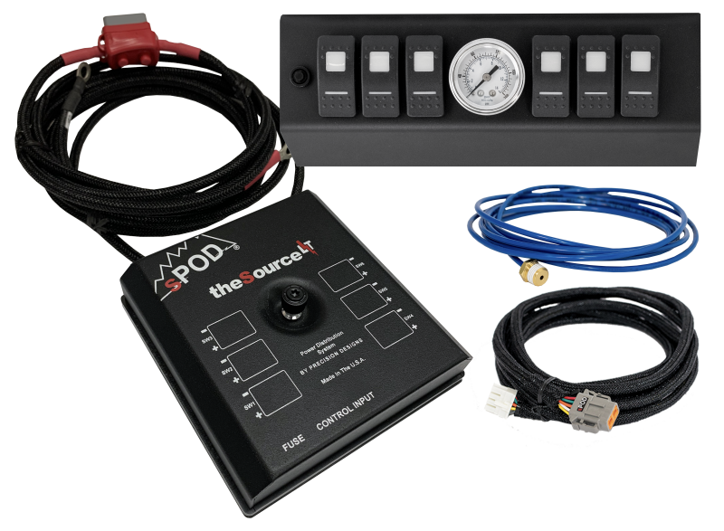 sPOD 07-08 Jeep Wrangler JK SourceLT w/Air Gauge and Blue LED Switch Panel