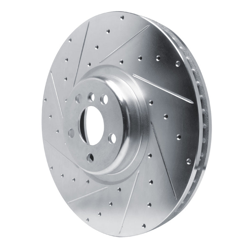 R1 Concepts R1 17-25 BMW X6 Left Front Drilled & Slotted Silver Brake Rotor