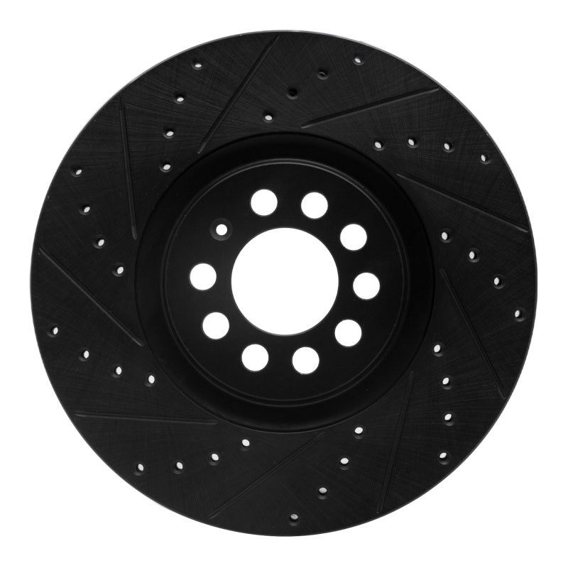 R1 Concepts R1 00-06 Audi TT Quattro Front Left Drilled & Slotted Black Brake Rotor
