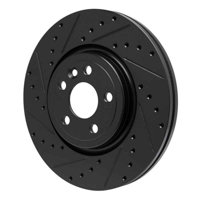 R1 Concepts R1 17-19 Jaguar F-Pace Front Left Drilled & Slotted Black Brake Rotor