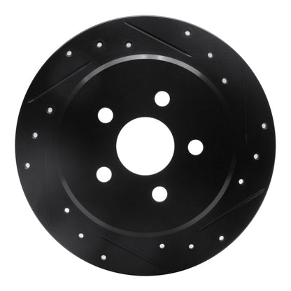 R1 Concepts R1 03-10 Chrysler PT Cruiser Rear Right Drilled & Slotted Black Brake Rotor