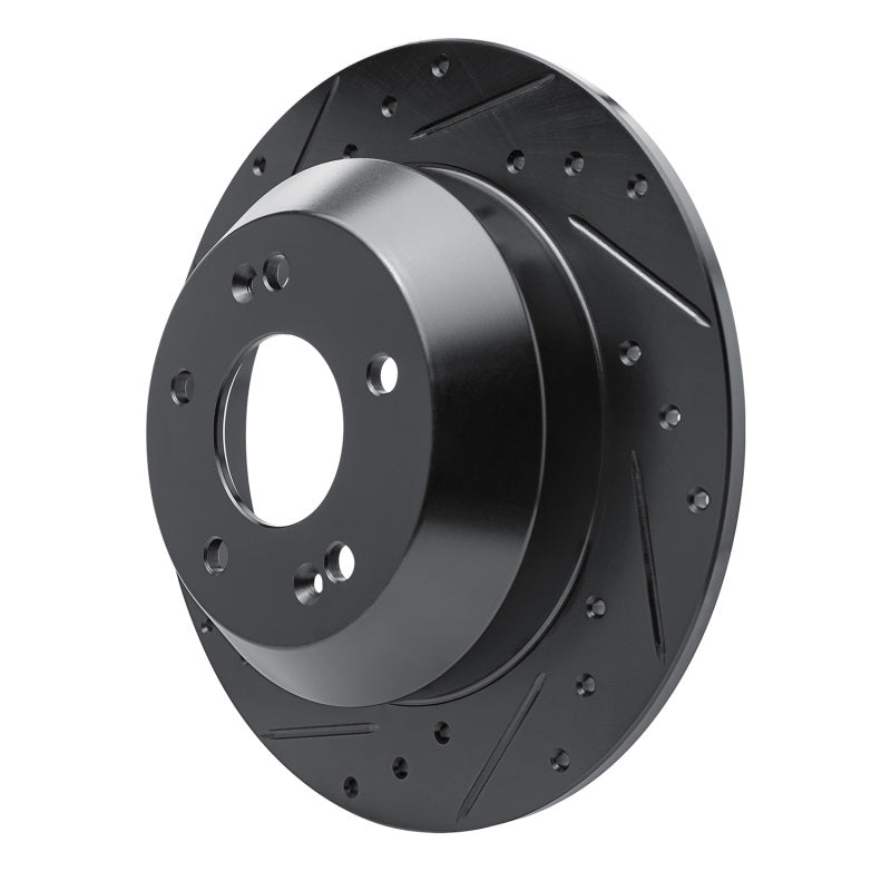 R1 Concepts R1 15-20 Kia Sorento Rear Left Drilled & Slotted Black Brake Rotor