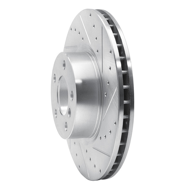 R1 Concepts R1 11-18 BMW X4 Front Right Drilled & Slotted Silver Brake Rotor