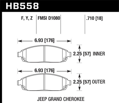 Hawk Performance Hawk 06-10 Jeep Commander / 05-10 Grand Cherokee Front LTS Street Brake Pads