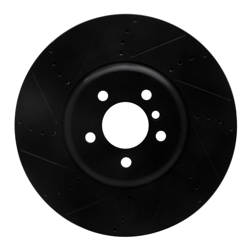 R1 Concepts R1 2009-2017 BMW 550I GT xDrive Left Front Drilled & Slotted Black Brake Rotor