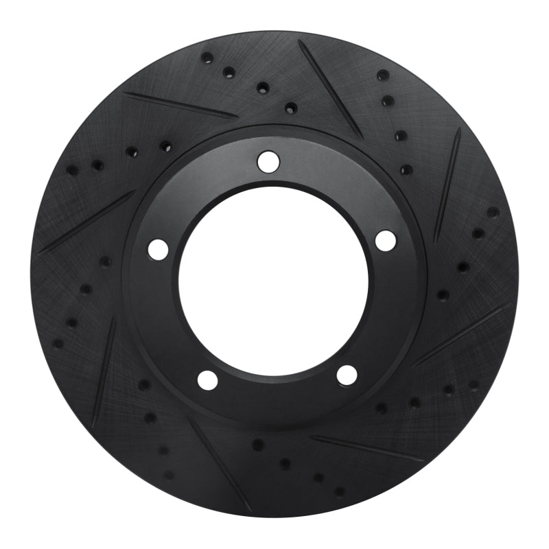 R1 Concepts R1 98-07 Lexus LX470 Front Right Drilled & Slotted Black Brake Rotor