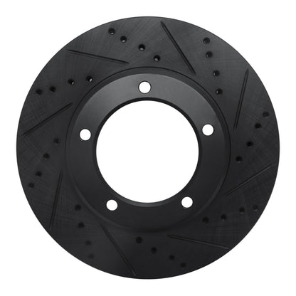 R1 Concepts R1 98-07 Lexus LX470 Front Right Drilled & Slotted Black Brake Rotor