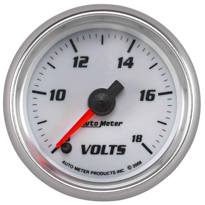 Autometer Pro-Cycle Gauge Voltmeter 2 1/16in 18V Digital Stepper Motor White