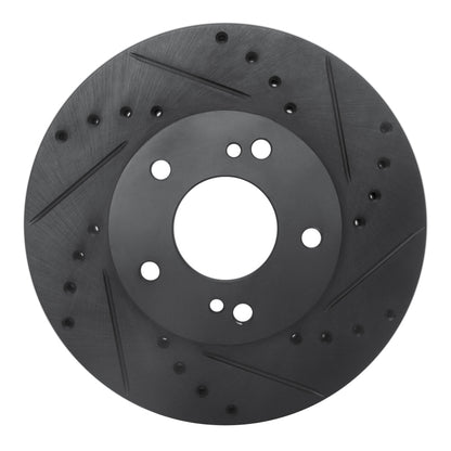R1 Concepts R1 89-90 Nissan 300ZX Front Right Drilled & Slotted Black Brake Rotor