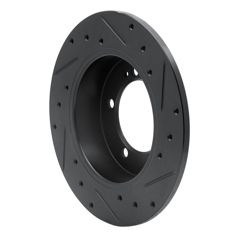 R1 Concepts R1 90-94 Eagle TALON Rear Left Drilled & Slotted Black Brake Rotor