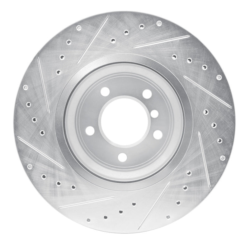 R1 Concepts R1 07-15 BMW 335XI Front Right Drilled & Slotted Silver Brake Rotor