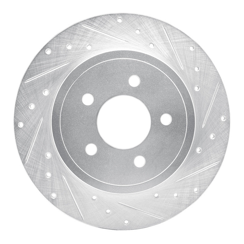 R1 Concepts R1 05-08 Ford Escape Rear Right Drilled & Slotted Silver Brake Rotor