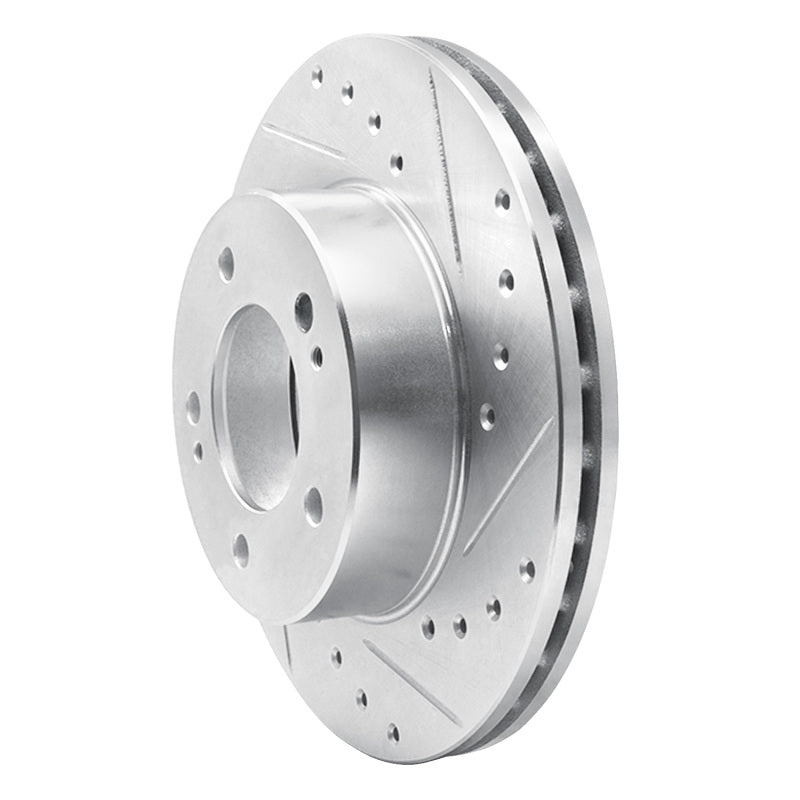 R1 Concepts R1 83-89 Chrysler Conquest Front Right Drilled & Slotted Silver Brake Rotor
