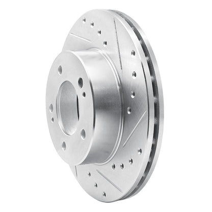 R1 Concepts R1 83-89 Chrysler Conquest Front Right Drilled & Slotted Silver Brake Rotor