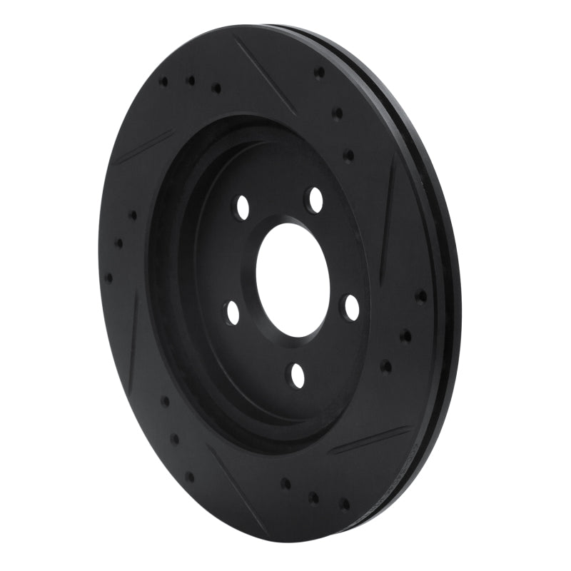 R1 Concepts R1 00-06 Ford Thunderbird Rear Left Drilled & Slotted Black Brake Rotor