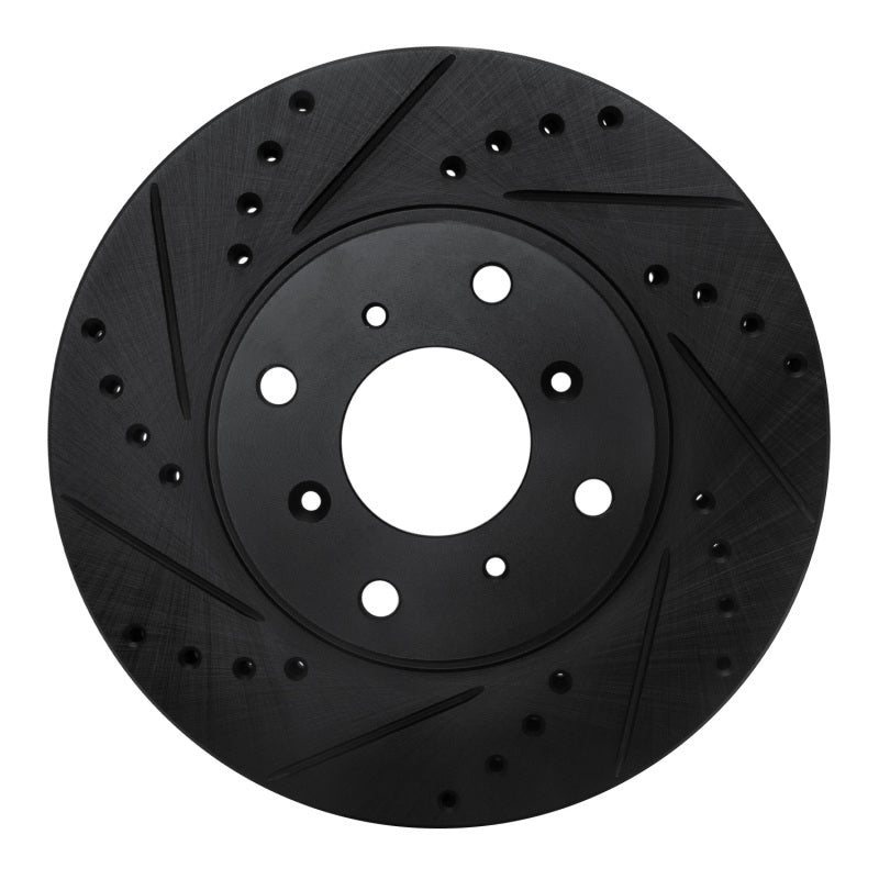 R1 Concepts R1 92-96 Honda Prelude Front Left Drilled & Slotted Black Brake Rotor