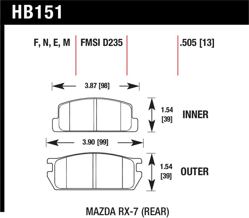 Hawk Performance Hawk 81-85 Mazda RX-7 Blue 9012 Rear Race Brake Pads
