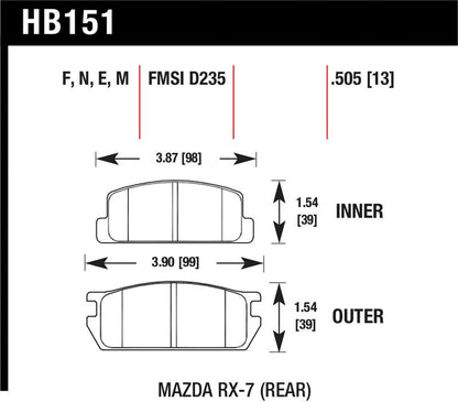 Hawk Performance Hawk 81-85 Mazda RX-7 Blue 9012 Rear Race Brake Pads