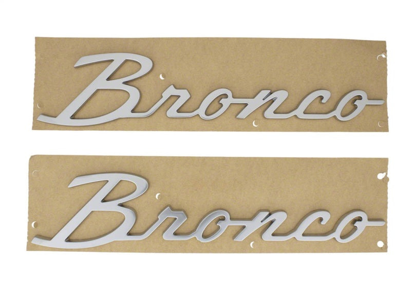 Ford Racing 21-23 Bronco Script Fender Badge - Silver
