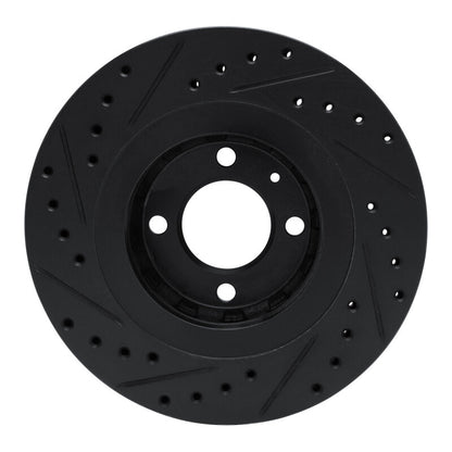 R1 Concepts R1 90-93 Volkswagen CORRADO Front Right Drilled & Slotted Black Brake Rotor
