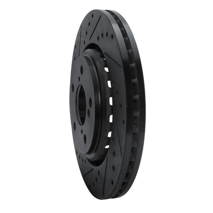 R1 Concepts R1 15-25 Acura MDX Front Left Drilled & Slotted Black Brake Rotor