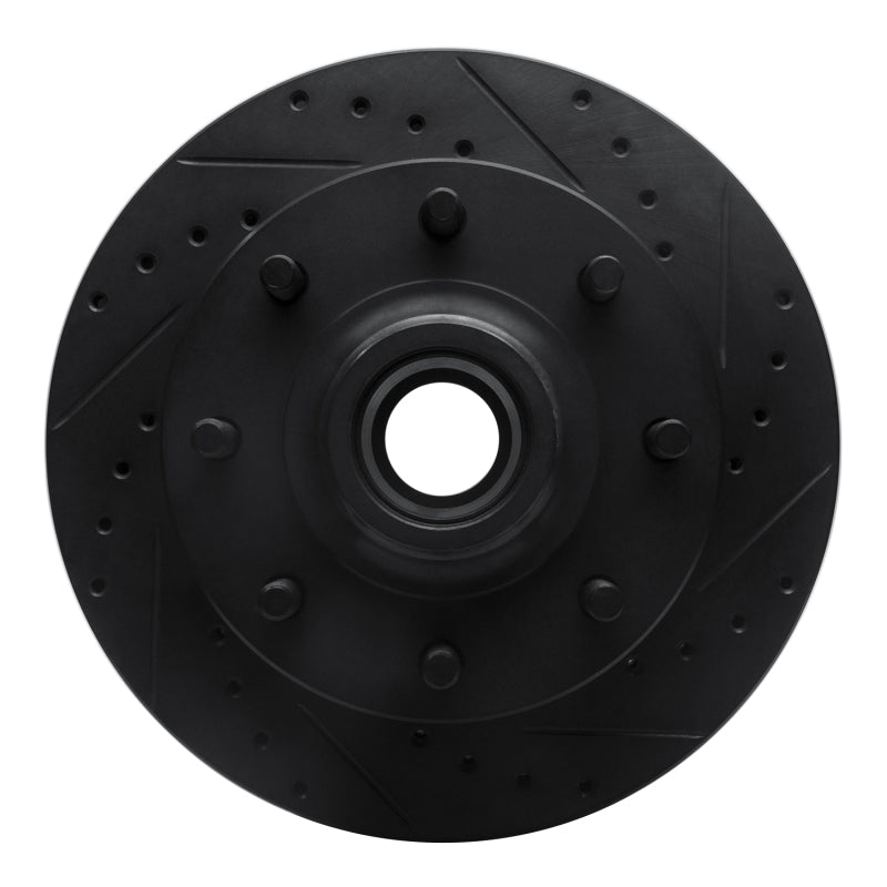 R1 Concepts R1 01-02 Chevrolet Express 3500 Front Right Drilled & Slotted Black Brake Rotor