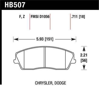 Hawk Performance Hawk 09-10 Dodge Challenger SE/06-10 Charger SE/05-10 Chrysler 300 HPS Street Front Brake Pads