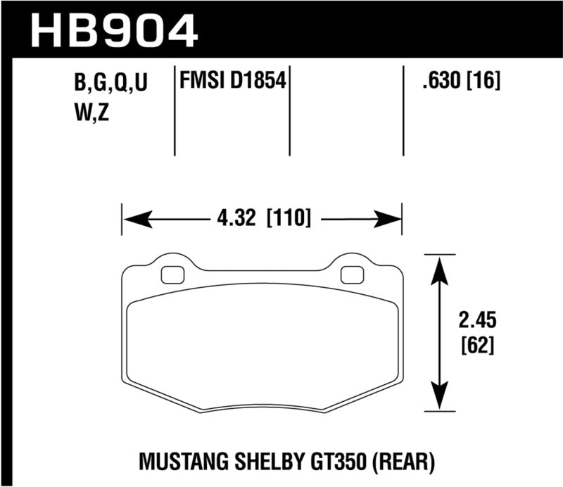 Hawk Performance Hawk 16-18 Ford Mustang Shelby GT350/GT350R Performance Ceramic Rear Brake Pads