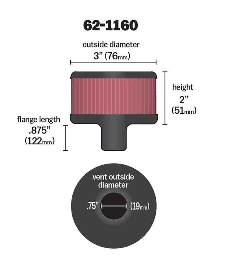 K&N Engineering K&N Filter 3/4in Vent 3in Diameter 2in Height