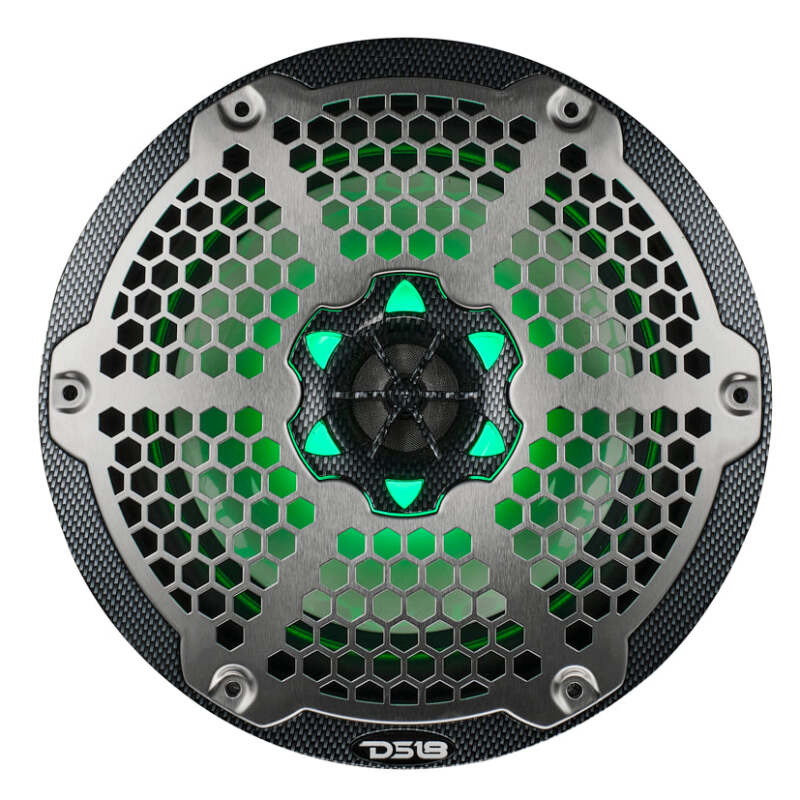 DS18 NXL-M Series Speaker w/ RGB LED Lights 8in 2-Way 125 Watts RMS 4 ohm Black Crbn Fiber w/ Cover