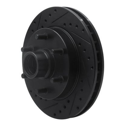 R1 Concepts R1 94-02 Chevrolet C2500 Front Left Drilled & Slotted Black Brake Rotor