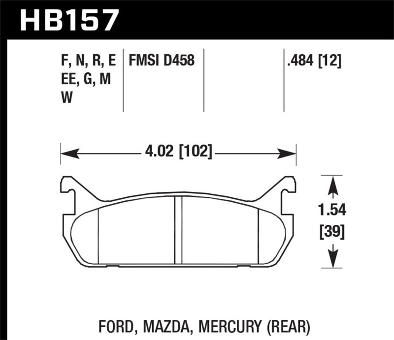Hawk Performance Hawk 89-93 Miata HP+ Street Rear Brake Pads (D458)