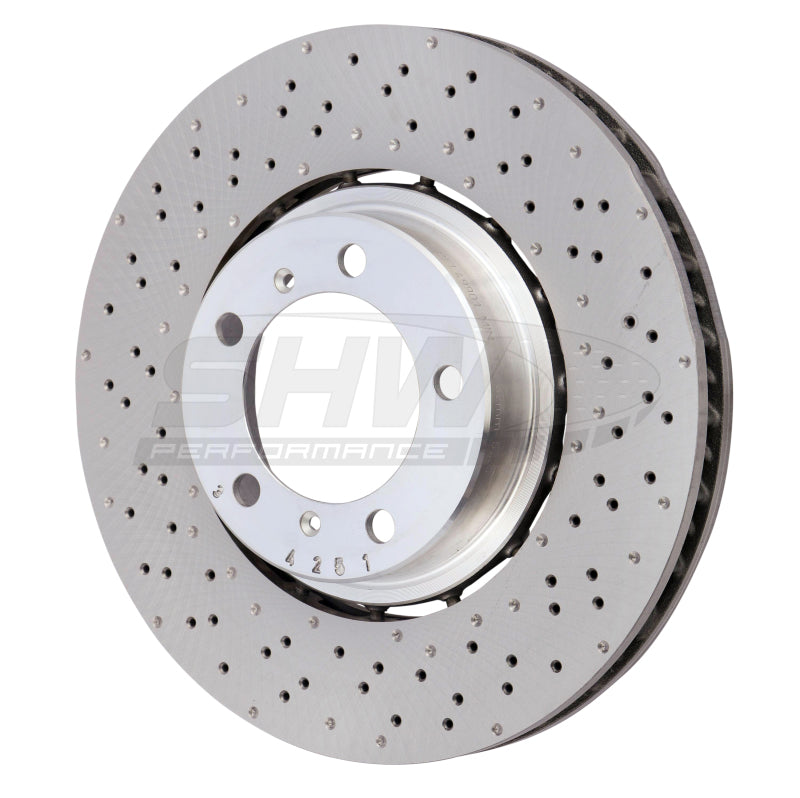SHW Performance SHW 18-19 Porsche 911 Carrera 4 GTS w/o Ceramic Brake Left Frt Drill-Dimp LW Brake Rotor (9P1615301)