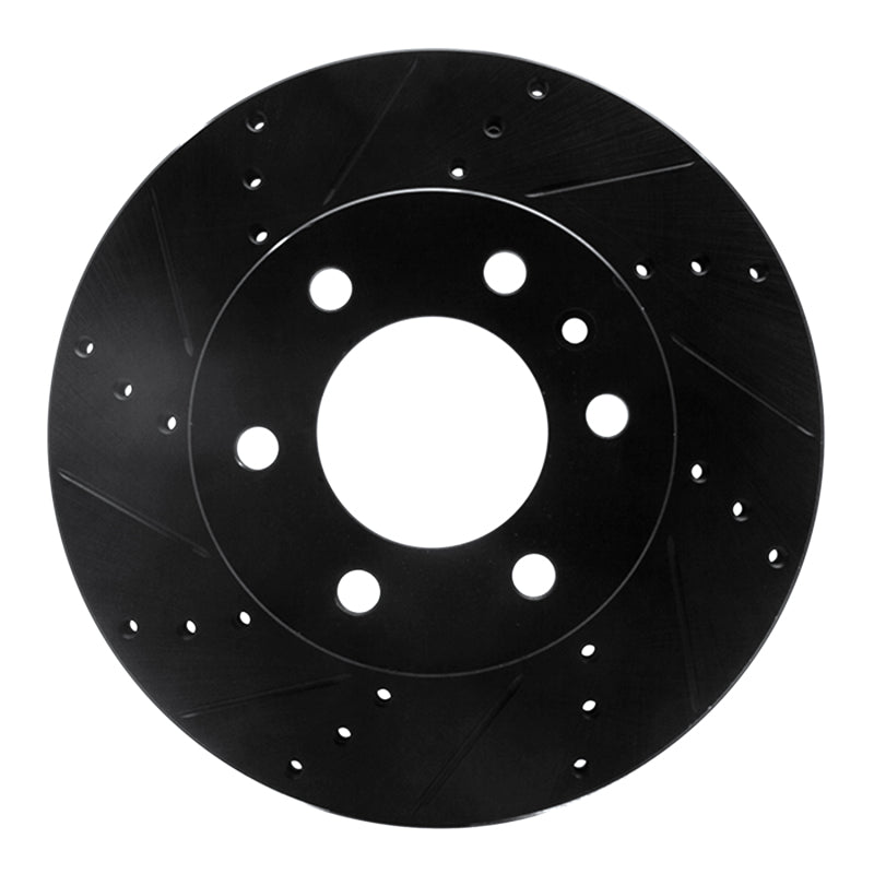 R1 Concepts R1 06-25 American Coach Patriot Front Left Drilled & Slotted Black Brake Rotor