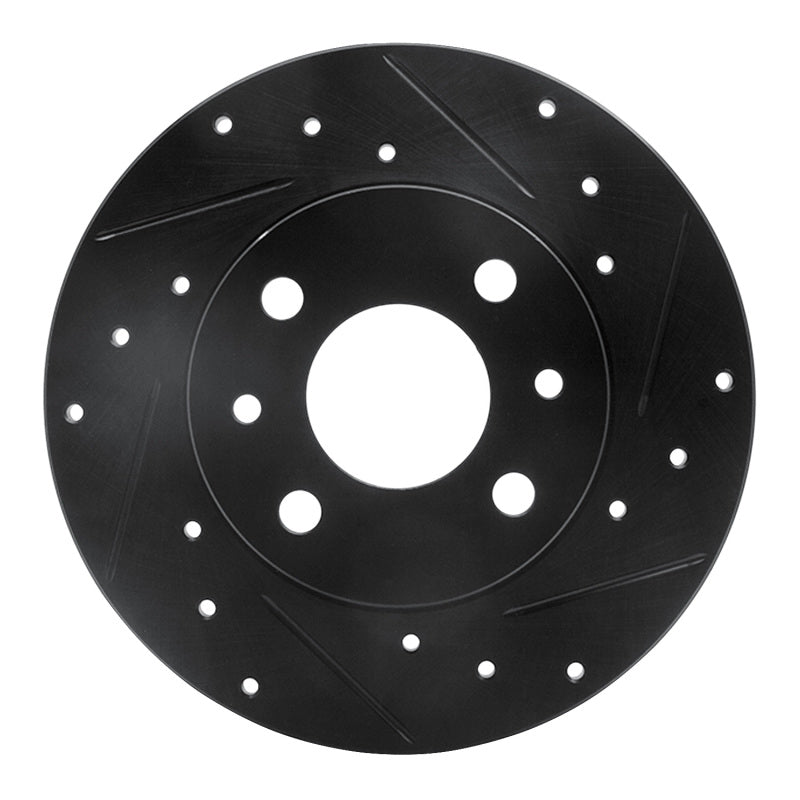 R1 Concepts R1 2009-2019 Fiat 500 (USA/Canada) Rear Right Drilled & Slotted Black Brake Rotor