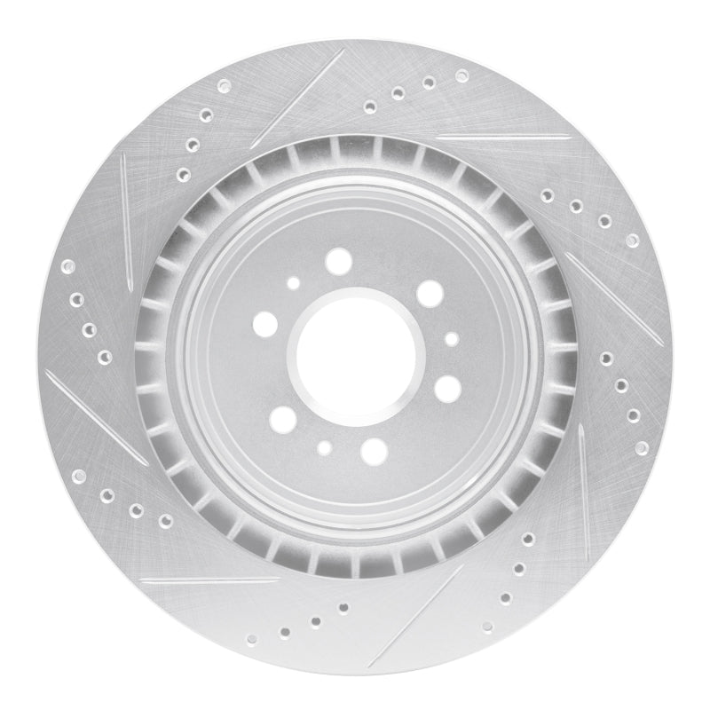 R1 Concepts R1 04-11 Cadillac STS Rear Right Drilled & Slotted Silver Brake Rotor
