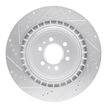 R1 Concepts R1 04-11 Cadillac STS Rear Right Drilled & Slotted Silver Brake Rotor