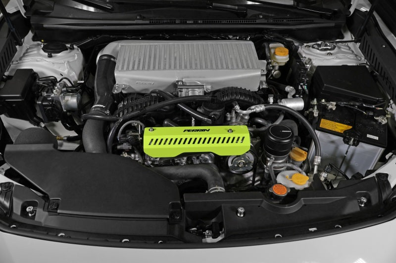 Perrin Performance PERRIN 22-26 Subaru WRX Pulley Cover - Neon Yellow (SHORT - For Use w/PERRIN AOS)