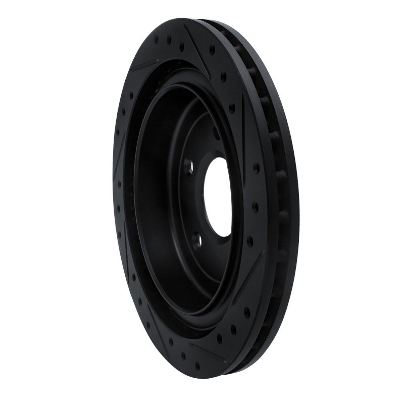 R1 Concepts R1 97-13 Cadillac XLR Rear Left Drilled & Slotted Black Brake Rotor
