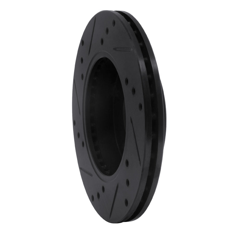 R1 Concepts R1 96-98 Nissan 240SX Front Right Drilled & Slotted Black Brake Rotor