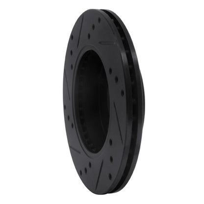 R1 Concepts R1 96-98 Nissan 240SX Front Right Drilled & Slotted Black Brake Rotor