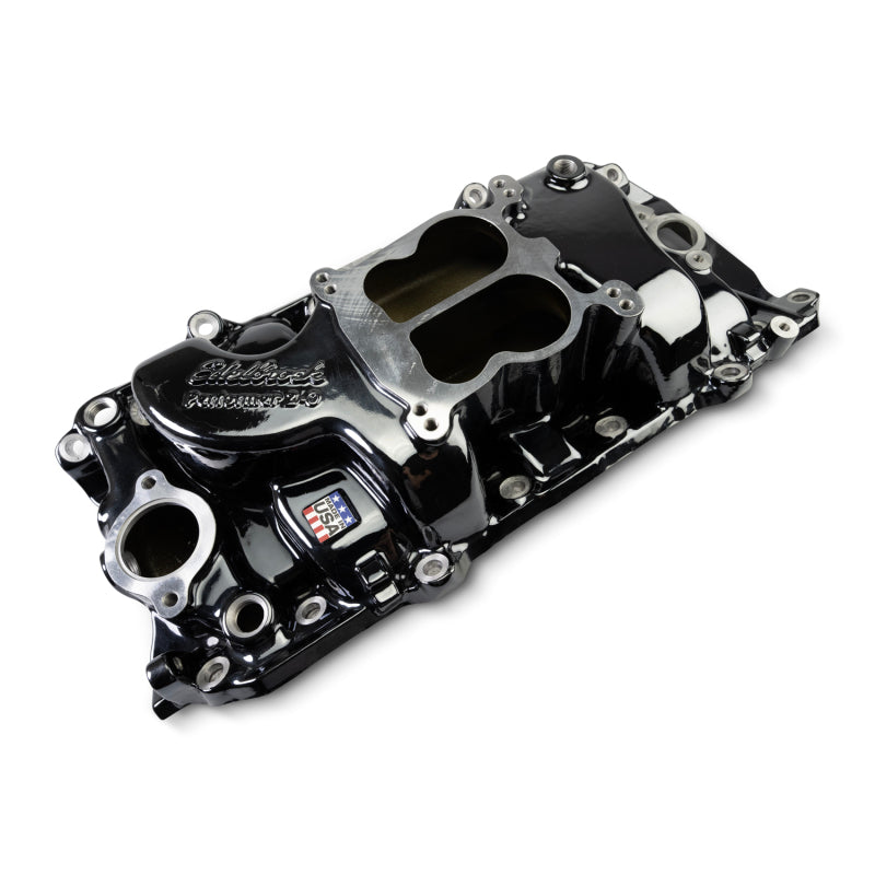 Edelbrock 65-90 BB Chevy Oval Port Heads Performer 2-O Manifold - Black Plasma