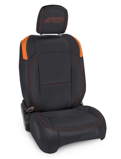 PRP Seats PRP Jeep Wrangler JL Front Seat Covers - 2 door- with Pocket Back (Pair) - Black/Orange
