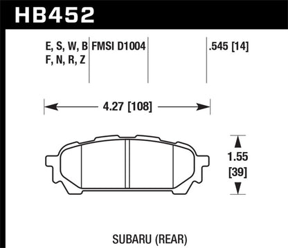 Hawk Performance Hawk 2006-2006 Saab 9-2X 2.5i HPS 5.0 Rear Brake Pads