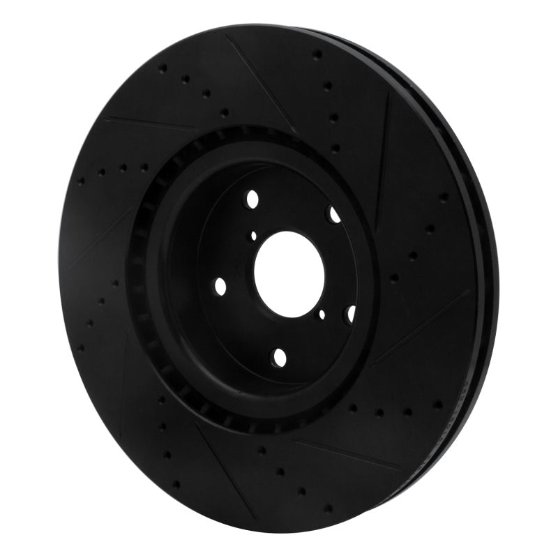 R1 Concepts R1 05-17 Subaru WRX STI Front Left Drilled & Slotted Black Brake Rotor