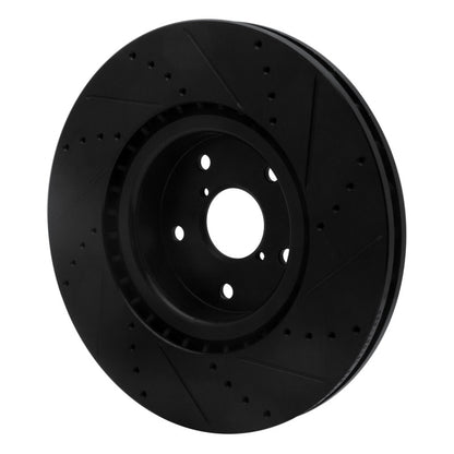 R1 Concepts R1 05-17 Subaru WRX STI Front Left Drilled & Slotted Black Brake Rotor