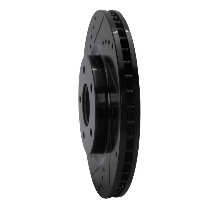 R1 Concepts R1 07-15 Nissan Sentra Front Left Drilled & Slotted Black Brake Rotor