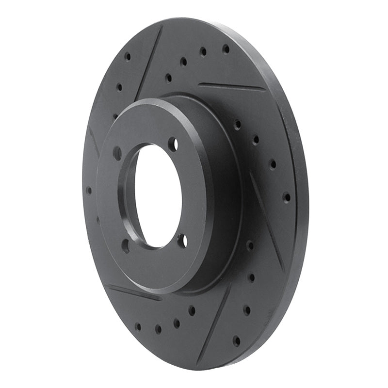 R1 Concepts R1 72-82 Toyota CORONA Front Left Drilled & Slotted Black Brake Rotor
