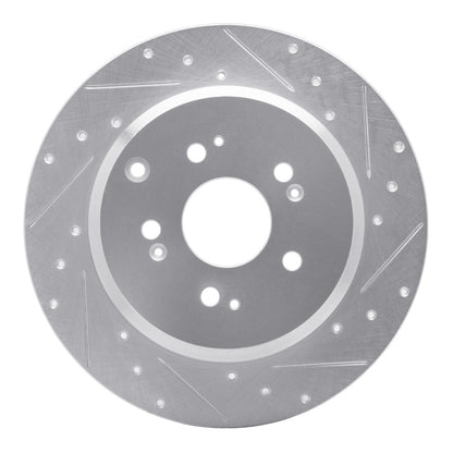 R1 Concepts R1 07-17 Acura ZDX Rear Right Drilled & Slotted Silver Brake Rotor