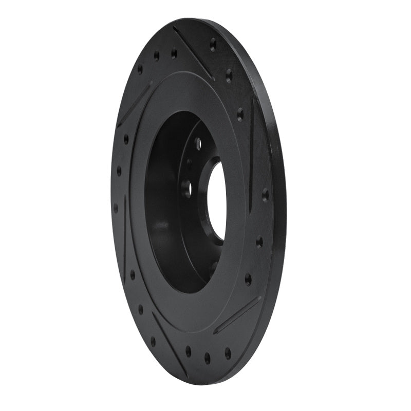 R1 Concepts R1 1990-2003 Ford Escort Rear Left Drilled & Slotted Black Brake Rotor